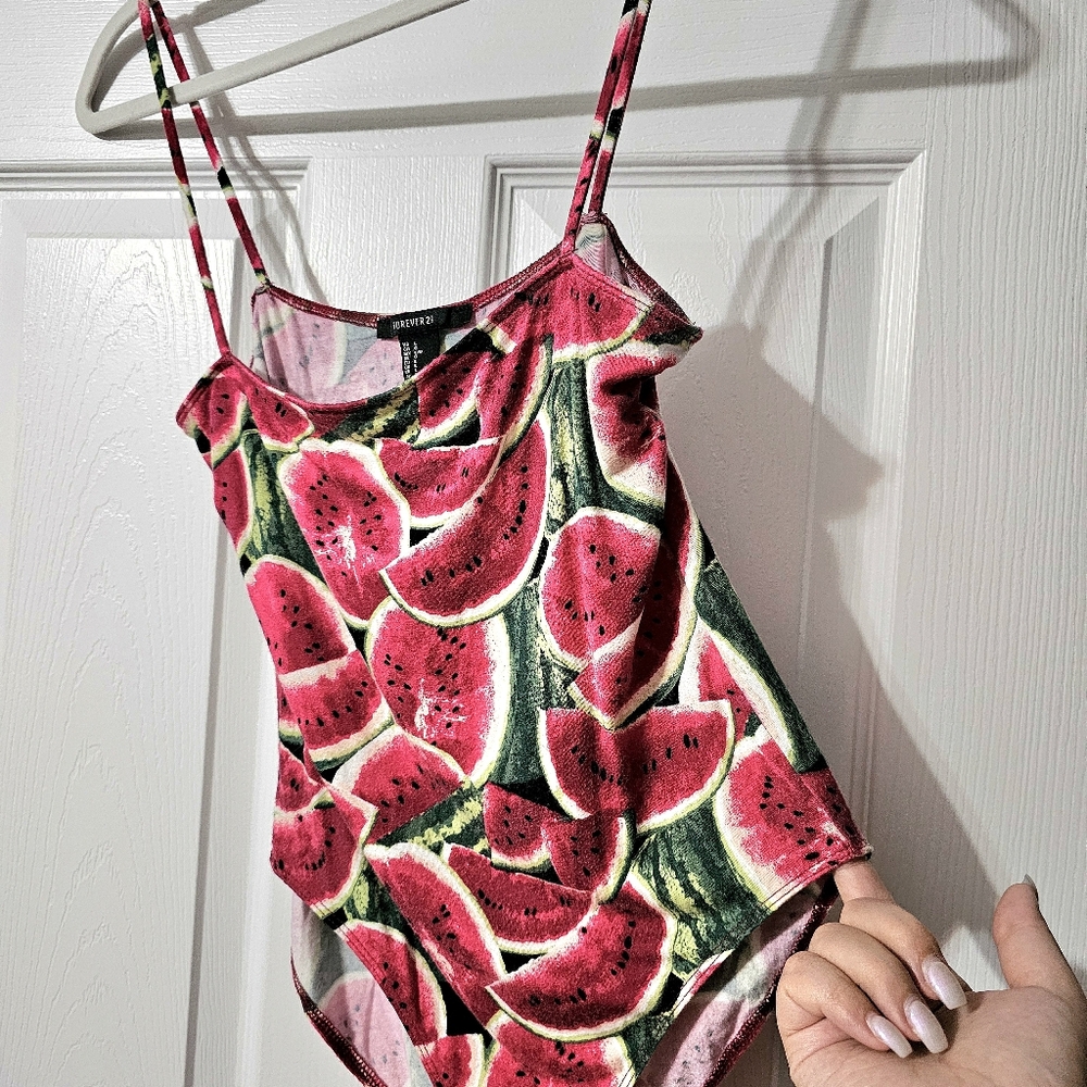 Forever 21 Watermelon Print Bodysuit - Size L - Picture 4 of 13
